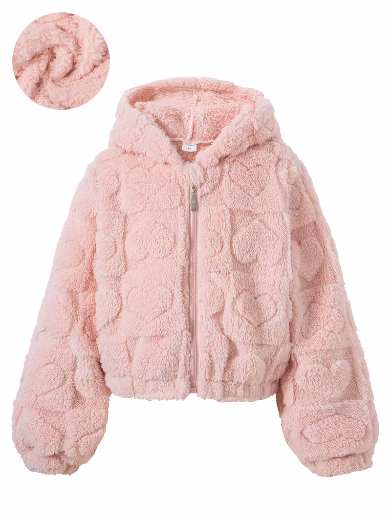 女の子 フード付きショートボアジャケット